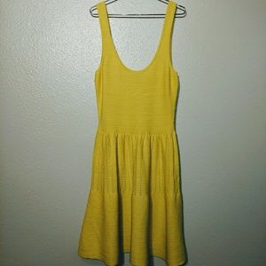 Yellow Knit Fit Flare Dress